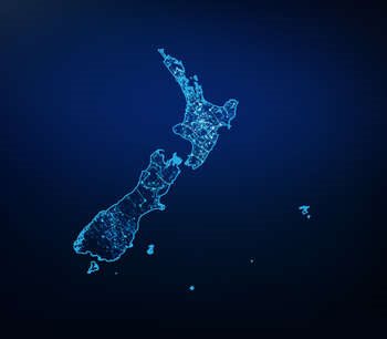 Map of New Zealand with lights